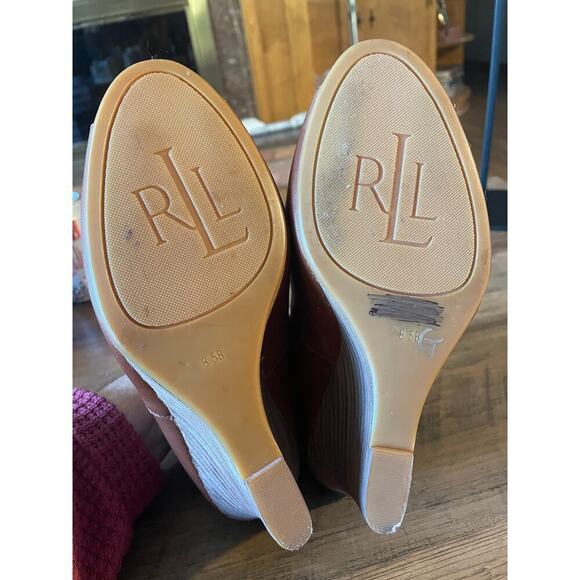 LAUREN Ralph Lauren Leather Wedge Sandals - Picture 2 of 5